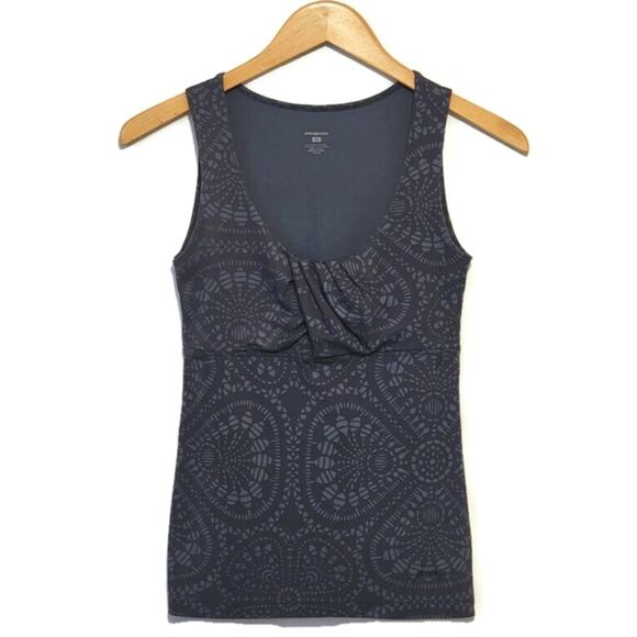 Patagonia Bandha Gray Floral Scoop Neck Sleeveless Activewear Tank Top XS - Picture 9 of 9